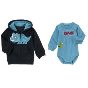 NWT Gymboree Dinosaur Academy Zip Up Hoodie and Bodysuit  6-12 months